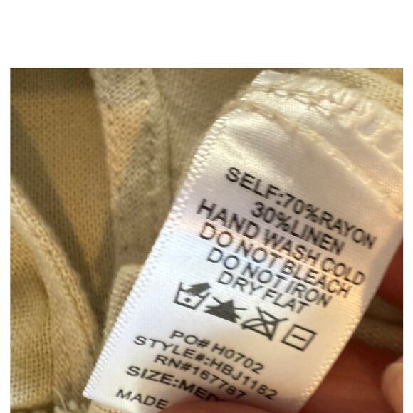 Artsy Hunter & Brown Boho Chic Linen Blend Overalls Natural Oatmeal M - Picture 6 of 6